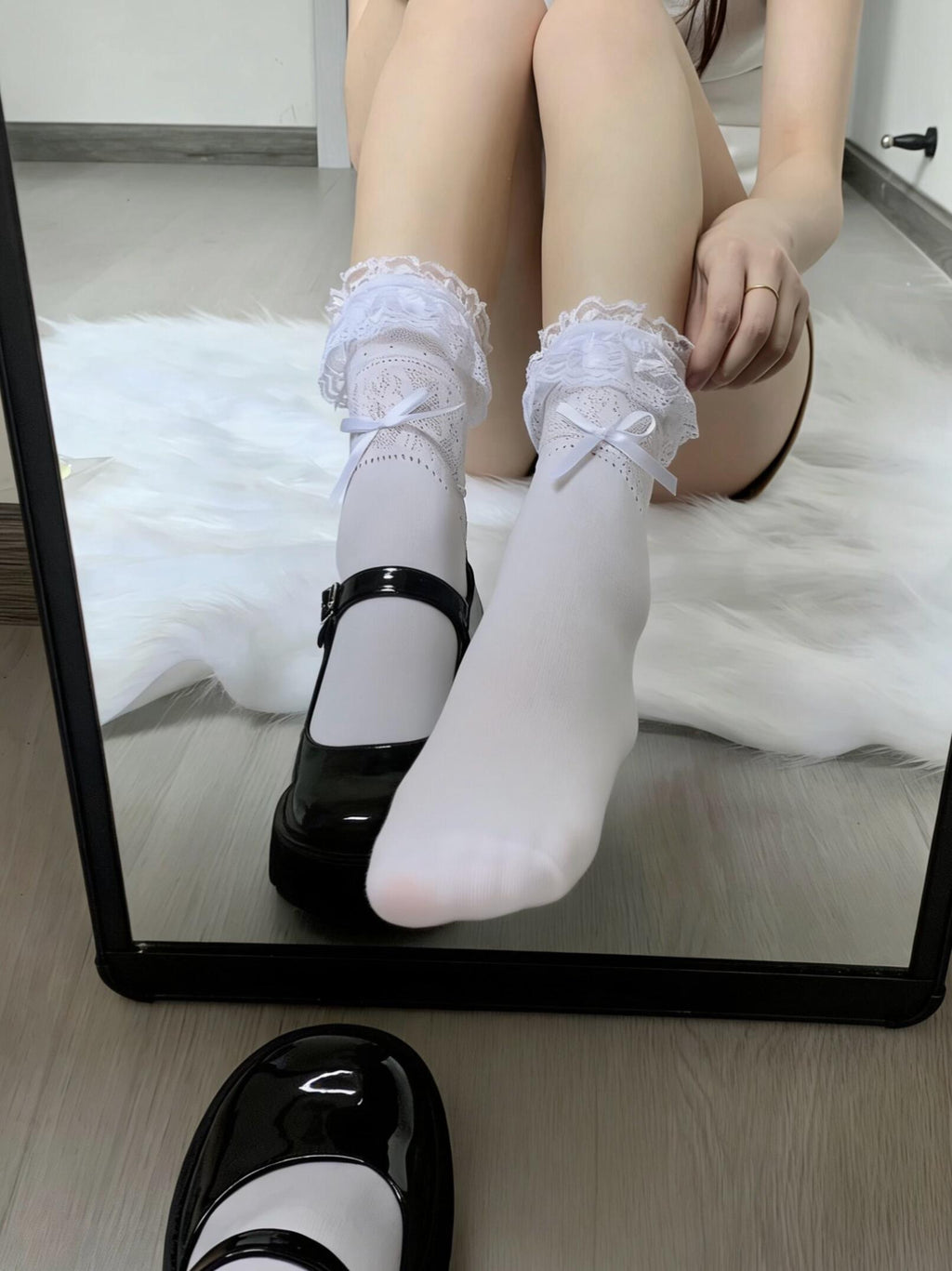 Elegant Well-Worn Lace Ankle Socks — Intricate Coquette Vintage Collection (As-Is)